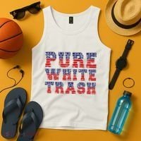 Funny Redneck Usa American Flag Pure White Trash Tank Top thumb 4