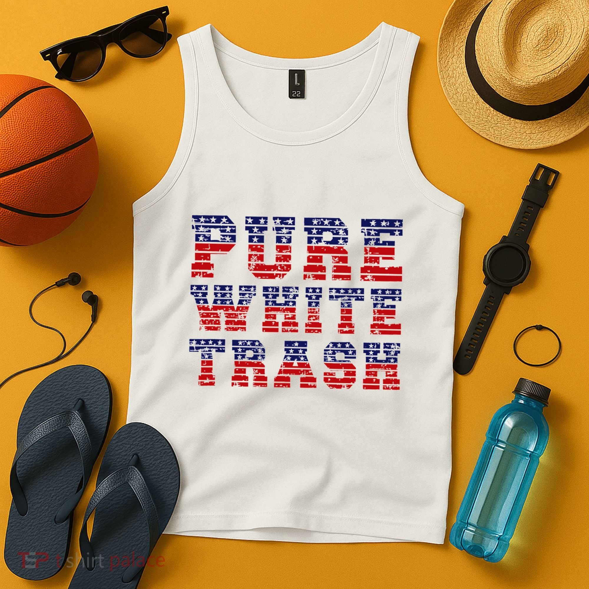 Funny Redneck Usa American Flag Pure White Trash Tank Top