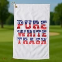 Funny Redneck Usa American Flag Pure White Trash Golf Towel thumb 1