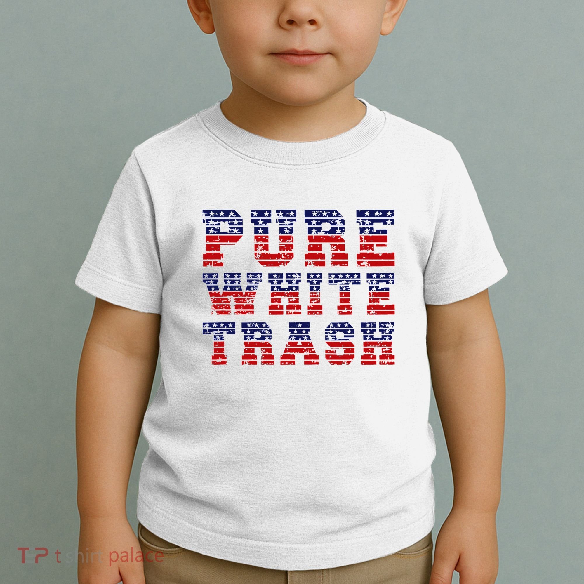 Funny Redneck Usa American Flag Pure White Trash Toddler T-Shirt