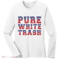 Funny Redneck Usa American Flag Pure White Trash Women's Long Sleeve Shirt thumb 0