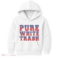 Funny Redneck Usa American Flag Pure White Trash Kids Hoodie thumb 0