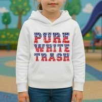 Funny Redneck Usa American Flag Pure White Trash Kids Hoodie thumb 3