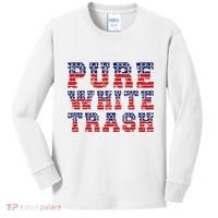 Funny Redneck Usa American Flag Pure White Trash Kids Long Sleeve Shirt thumb 0