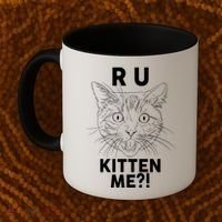 Funny R U Kitten Me Are You Kidding Me Cat Coffee Mug thumb 2