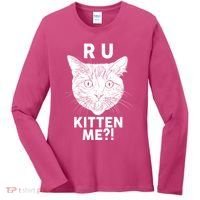 Funny R U Kitten Me Are You Kidding Me Cat Women's Long Sleeve Shirt thumb 0