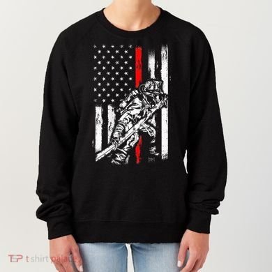 Firefighter Red Us Patriotic Funny Fireman American Flag Women's Sweatshirt