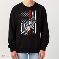 Firefighter Red Us Patriotic Funny Fireman American Flag Women's Sweatshirt thumb 0