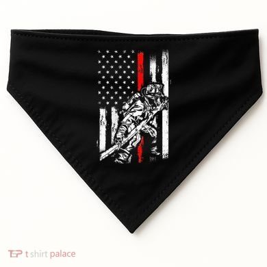 Firefighter Red Us Patriotic Funny Fireman American Flag USA-Made Doggie Bandana
