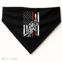 Firefighter Red Us Patriotic Funny Fireman American Flag USA-Made Doggie Bandana thumb 0