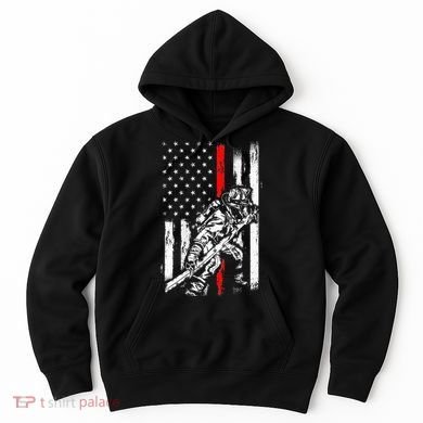 Firefighter Red Us Patriotic Funny Fireman American Flag Hoodie