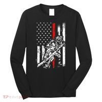 Firefighter Red Us Patriotic Funny Fireman American Flag Long Sleeve Shirt thumb 0