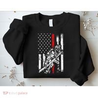 Firefighter Red Us Patriotic Funny Fireman American Flag Sweatshirt thumb 2