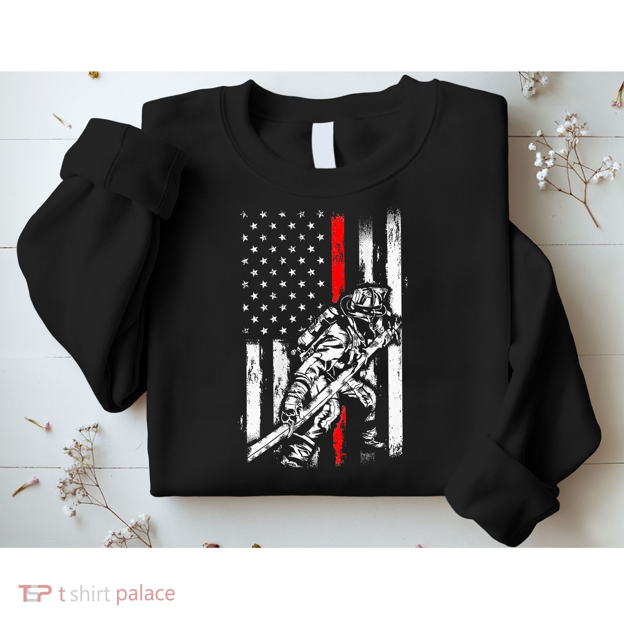 Firefighter Red Us Patriotic Funny Fireman American Flag Sweatshirt
