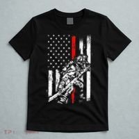 Firefighter Red Us Patriotic Funny Fireman American Flag T-Shirt thumb 5