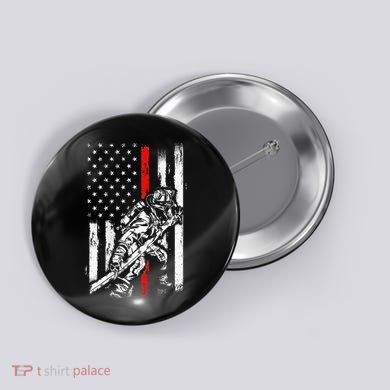 Firefighter Red Us Patriotic Funny Fireman American Flag Button