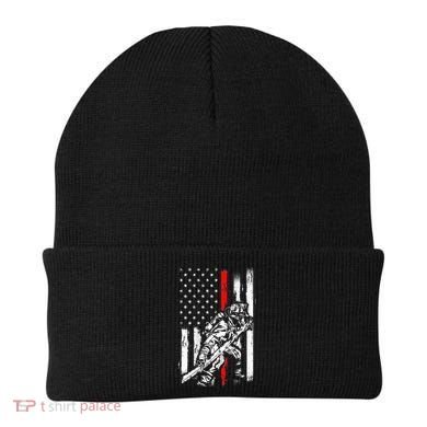 Firefighter Red Us Patriotic Funny Fireman American Flag Beanie