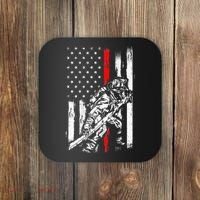 Firefighter Red Us Patriotic Funny Fireman American Flag Coaster thumb 0