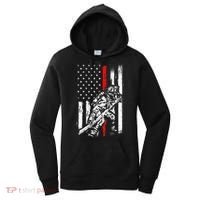 Firefighter Red Us Patriotic Funny Fireman American Flag Women's Hoodie thumb 0