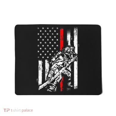 Firefighter Red Us Patriotic Funny Fireman American Flag Mousepad