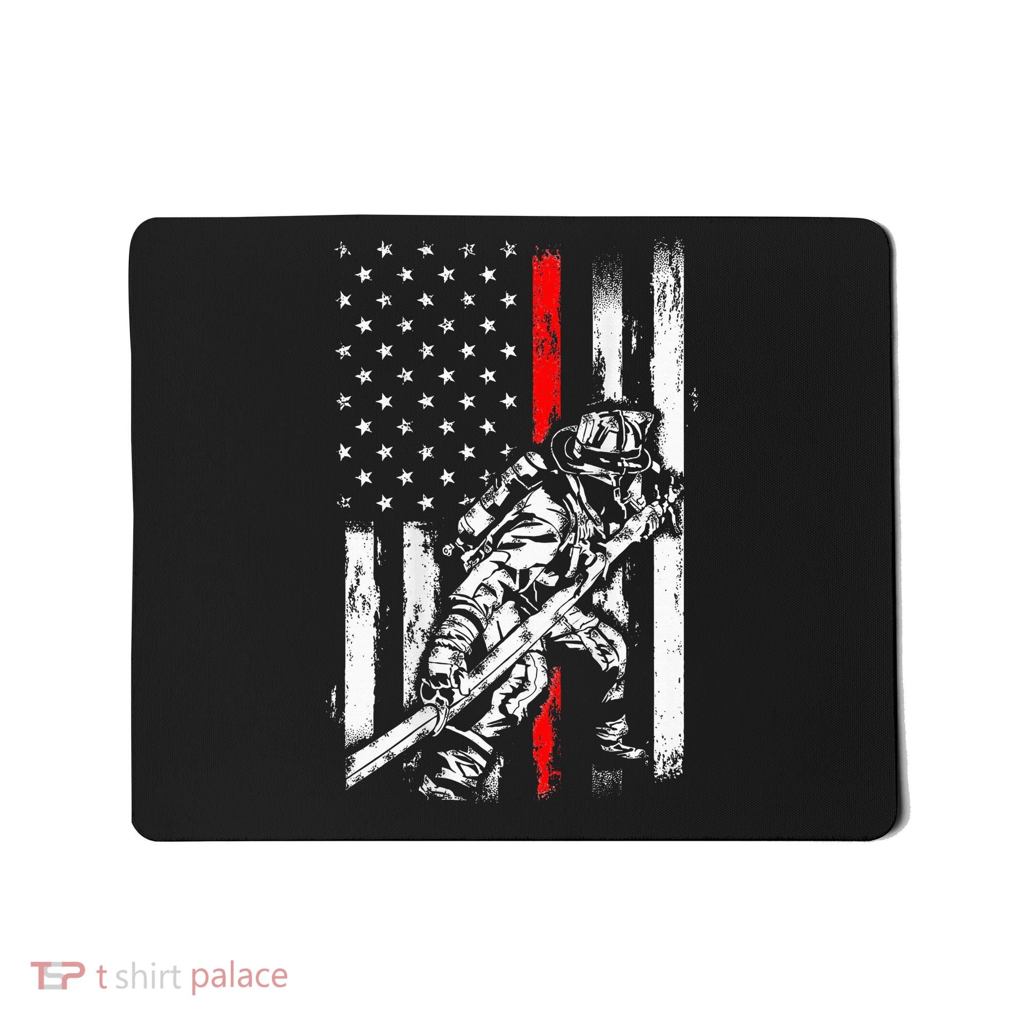 Firefighter Red Us Patriotic Funny Fireman American Flag Mousepad