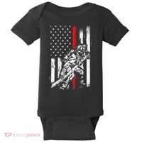 Firefighter Red Us Patriotic Funny Fireman American Flag Baby Bodysuit thumb 0