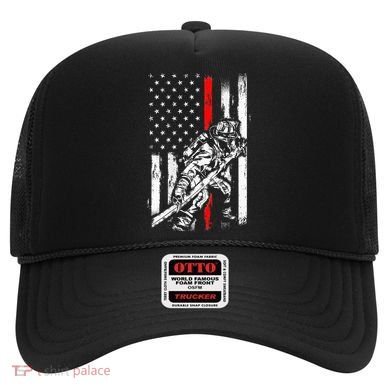 Firefighter Red Us Patriotic Funny Fireman American Flag Hat