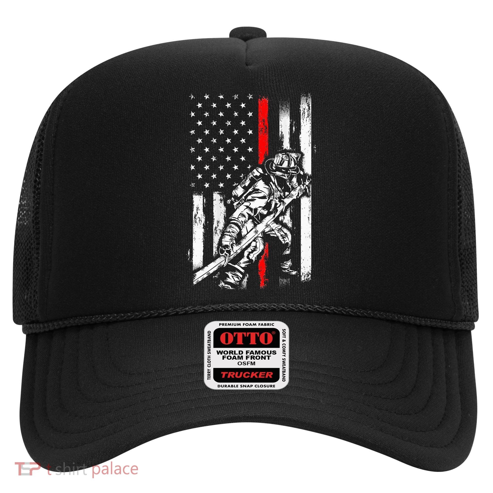 Firefighter Red Us Patriotic Funny Fireman American Flag Hat