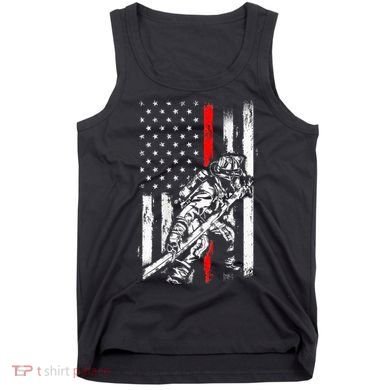 Firefighter Red Us Patriotic Funny Fireman American Flag Tank Top