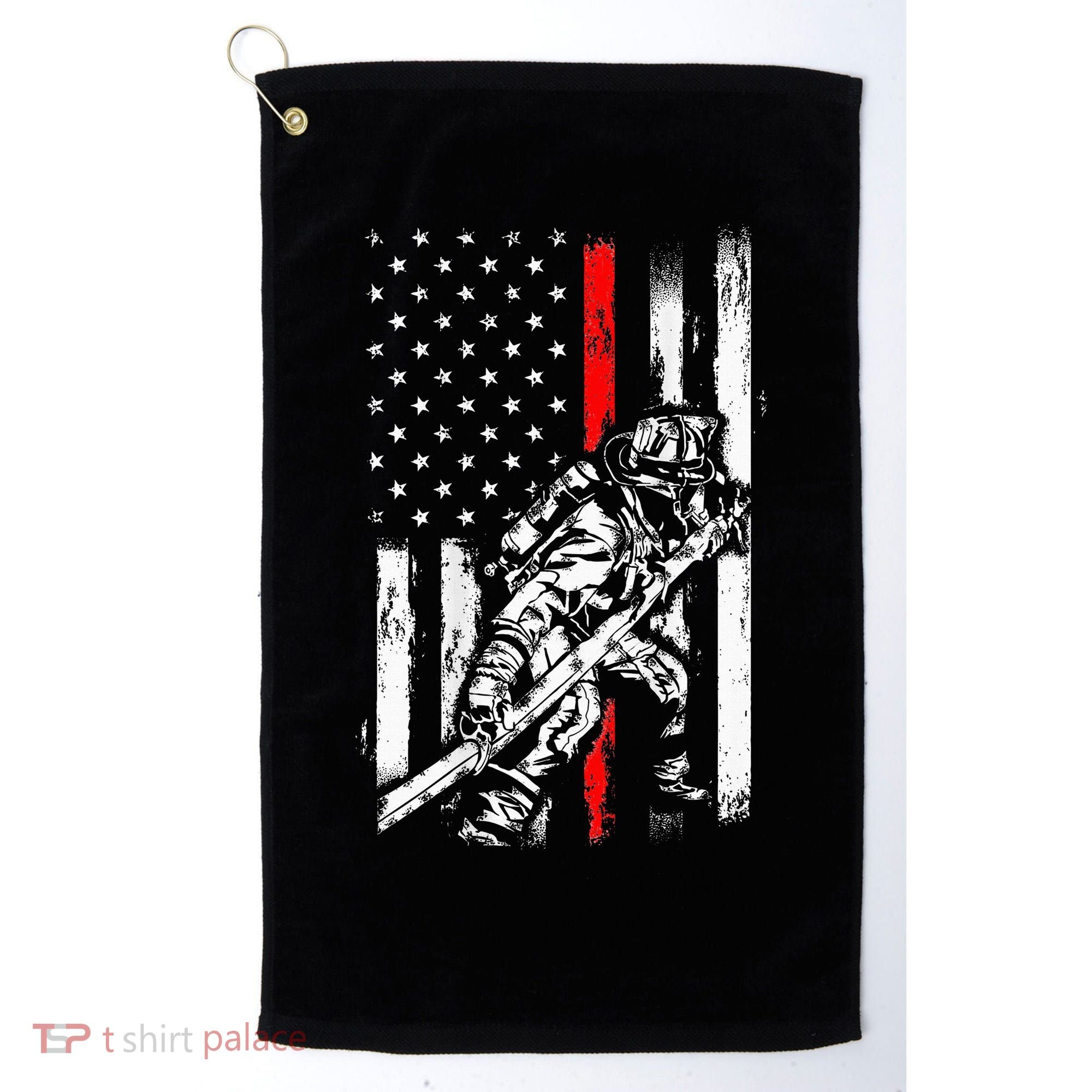 Firefighter Red Us Patriotic Funny Fireman American Flag Golf Towel