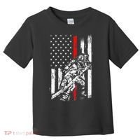 Firefighter Red Us Patriotic Funny Fireman American Flag Toddler T-Shirt thumb 0
