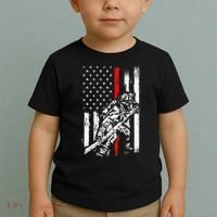 Firefighter Red Us Patriotic Funny Fireman American Flag Toddler T-Shirt thumb 2