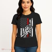 Firefighter Red Us Patriotic Funny Fireman American Flag Women's T-Shirt thumb 4