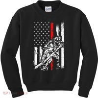 Firefighter Red Us Patriotic Funny Fireman American Flag Kids Sweatshirt thumb 0