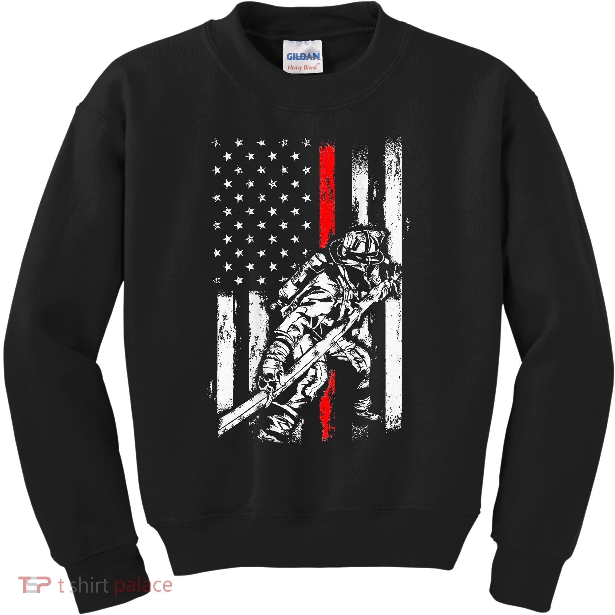 Firefighter Red Us Patriotic Funny Fireman American Flag Kids Sweatshirt