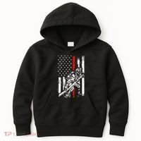 Firefighter Red Us Patriotic Funny Fireman American Flag Kids Hoodie thumb 0