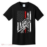 Firefighter Red Us Patriotic Funny Fireman American Flag Kids T-Shirt thumb 0