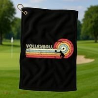 Funny Retro Volleyball Gift Golf Towel thumb 1