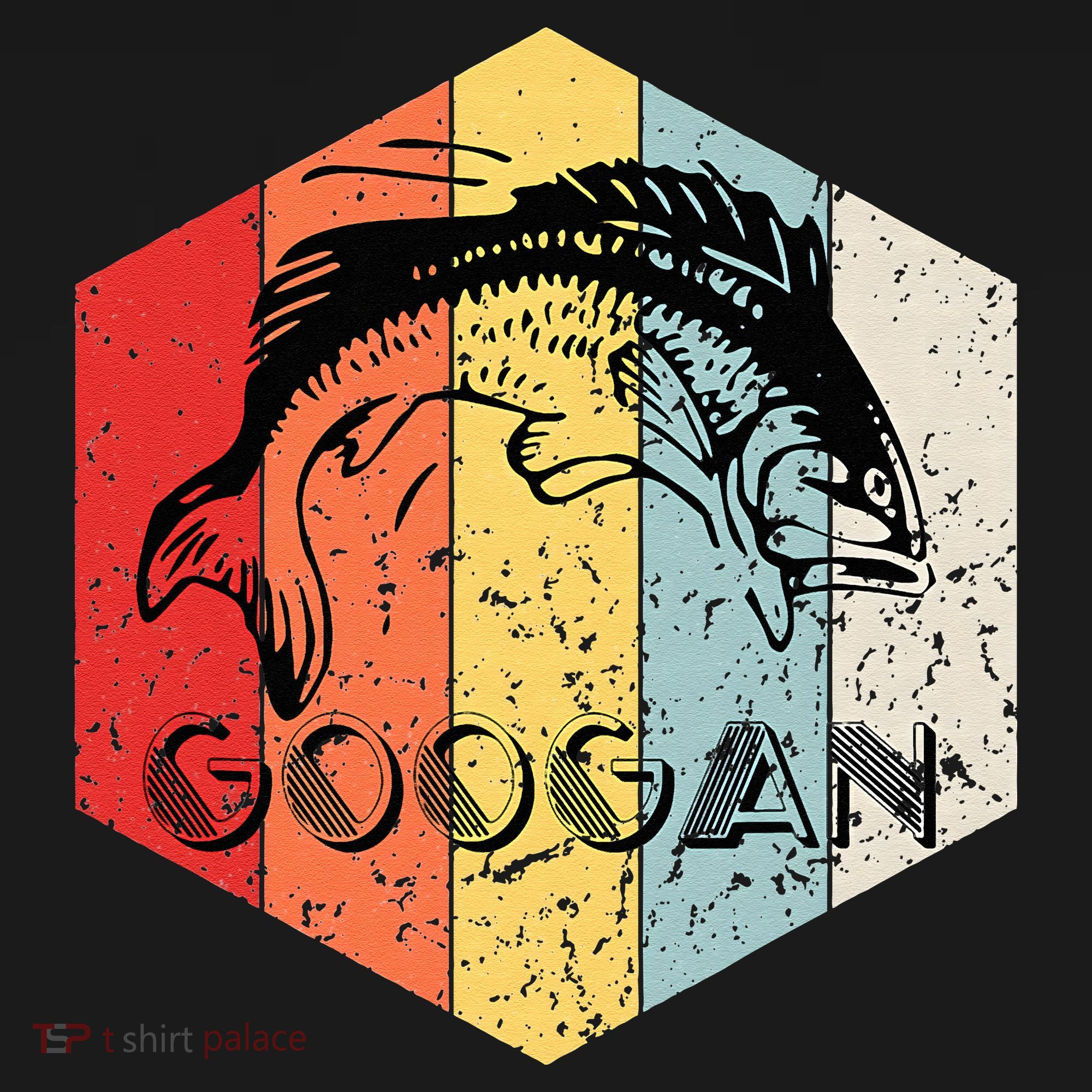 Funny Retro Vintage Googan Fish Silhouette Fishing Fisherman T-Shirt