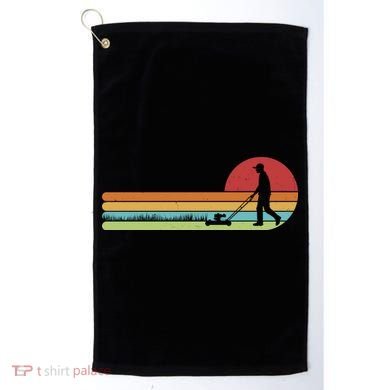 Funny Retro Vintage Lawn Mower Man Golf Towel