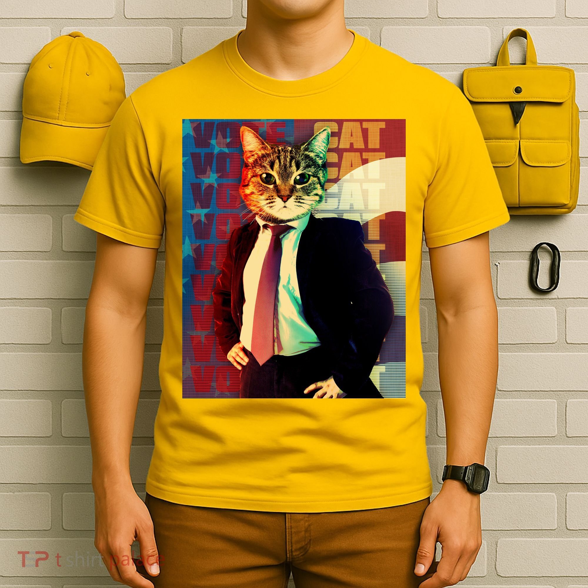 Funny Retro Vintage Election Vote Cat T-Shirt