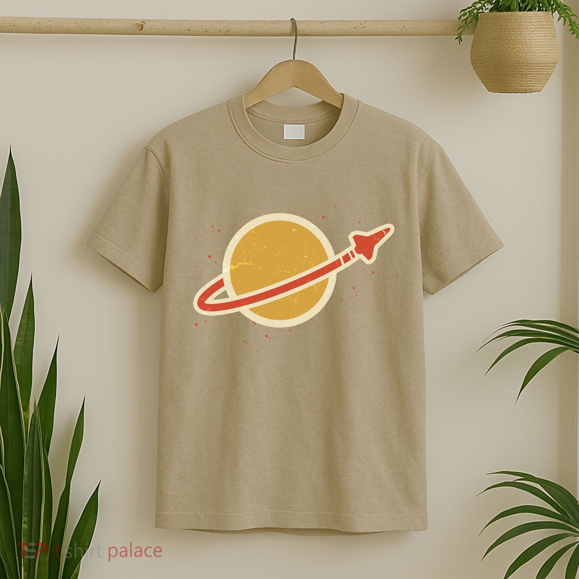 Funny Retro Vintage Planet Space Shuttle Logo T-Shirt