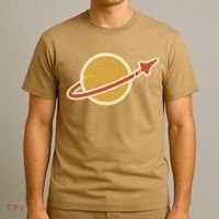 Funny Retro Vintage Planet Space Shuttle Logo T-Shirt thumb 3