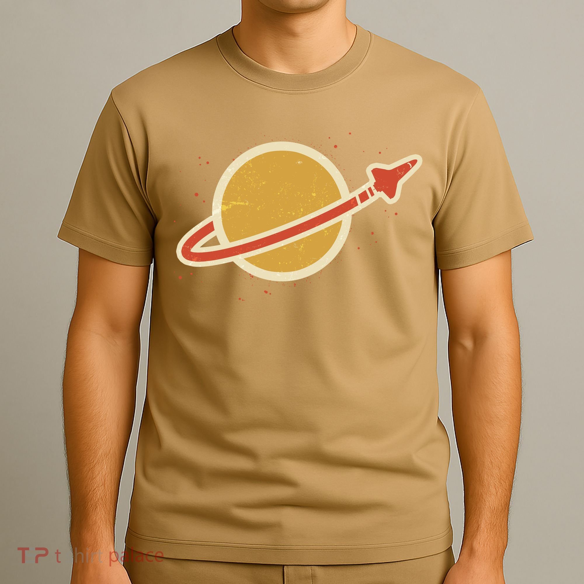 Funny Retro Vintage Planet Space Shuttle Logo T-Shirt