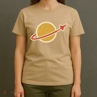 Funny Retro Vintage Planet Space Shuttle Logo T-Shirt thumb 4