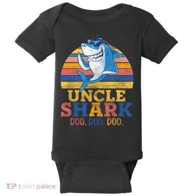 Funny Retro Vintage Uncle Shark Doo Baby Bodysuit