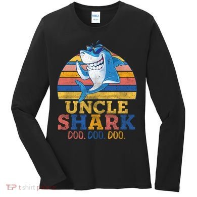 Funny Retro Vintage Uncle Shark Doo Women's Long Sleeve Shirt