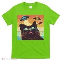 Funny Retro Vintage UFO Cat T-Shirt thumb 0