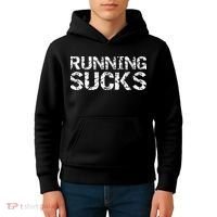 Funny Run Workout Gift For Runners Running Sucks Kids Hoodie thumb 4