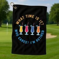 Funny Retirement Who Cares? I'm Retired Gift Golf Towel thumb 1